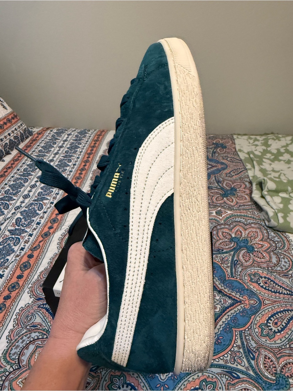 Puma Suede Men's Sneakers in Deep Teal with White Stripe - Picture 3 of 6
